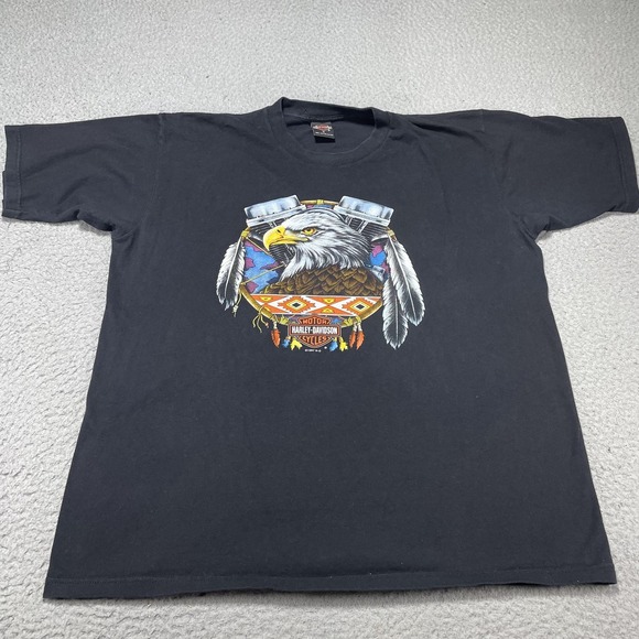 Harley-Davidson Other - Vintage Harley-Davidson Shirt Mens XL Black Eagle Pacific Honolulu Hawaii Tee